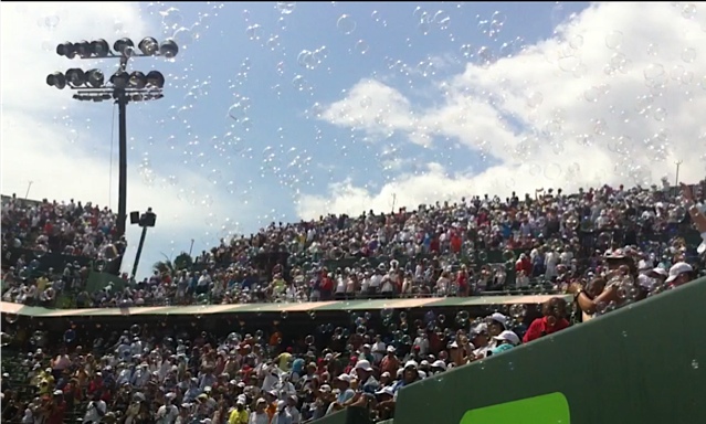Buuble machine in a stadium event